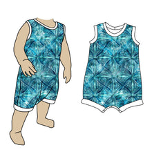 Load image into Gallery viewer, Tank Shorts Romper Blue Tie Dye