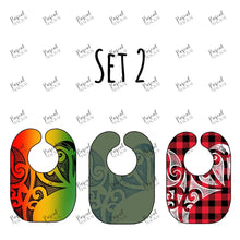 Load image into Gallery viewer, Rasta Red buffalo check Maori baby bibs