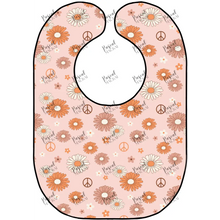 Load image into Gallery viewer, Retro Bibs Pink Peace Flowers