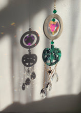 Load image into Gallery viewer, Maori suncatcher hanging charm with faux pounamu clay accents and glass prisms
