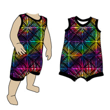 Load image into Gallery viewer, Tank Shorts Romper Rainbow/Black
