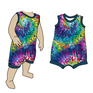 Tank Shorts Romper Māori Tie Dye