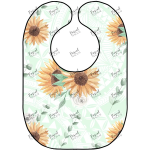 Floral Green Sunflower Bibs