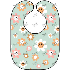 Retro Bibs Aqua Smiley Scattered