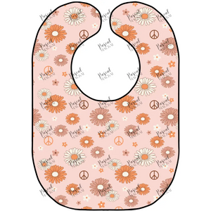 Retro Bibs Pink Peace Flowers