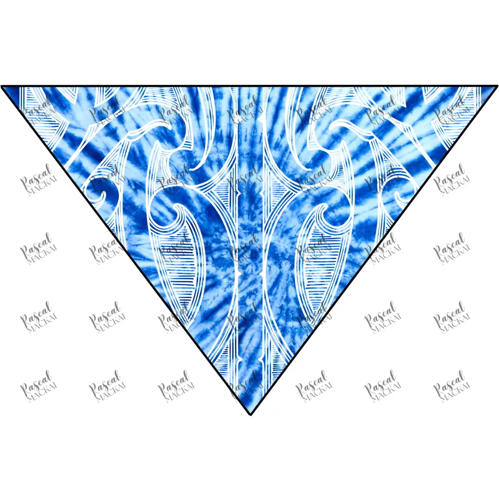 Tie dye bib in blues with Maori design